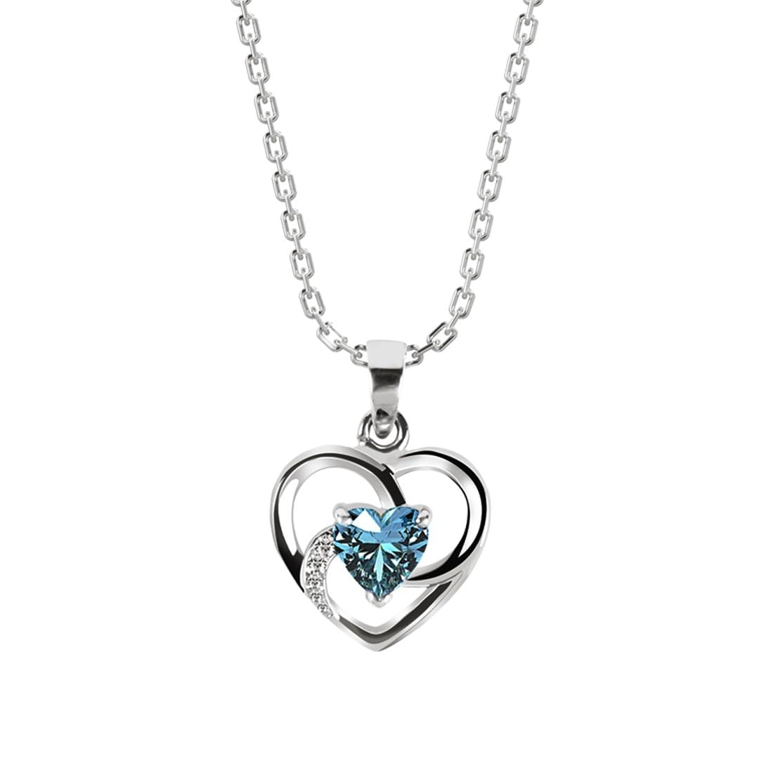 CLARA 925 Sterling Silver Heart Pendant Necklace | with or Without Chain | Gift for Women and Girls