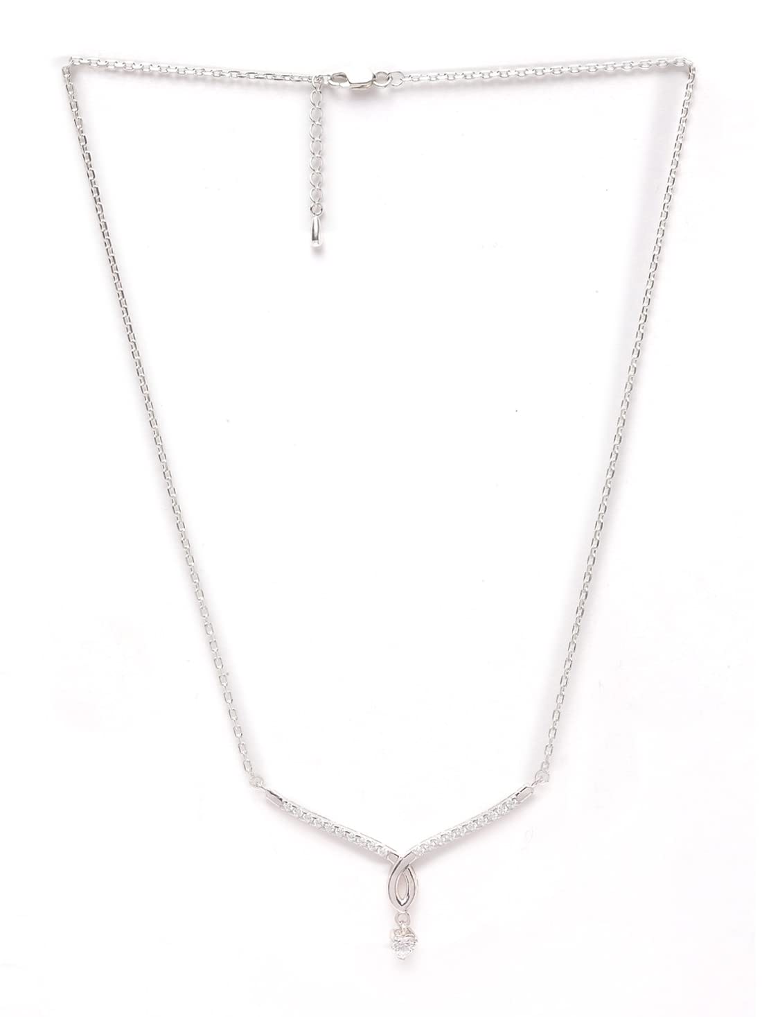 Clara 925 Sterling Silver Mila Pendant Earring Chain Jewellery Set | Platinum Plated, Swiss Zirconia | Gift for Women & Girls