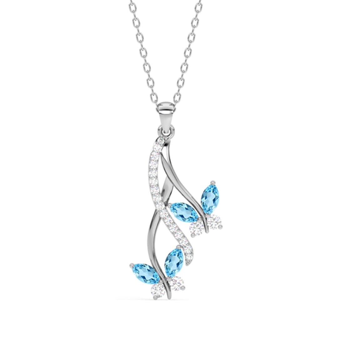 Clara 925 Sterling Silver Butterfly Pendant Earring Chain Jewellery Set | Rhodium Plated, Swiss Zirconia | Gift for Women & Girls
