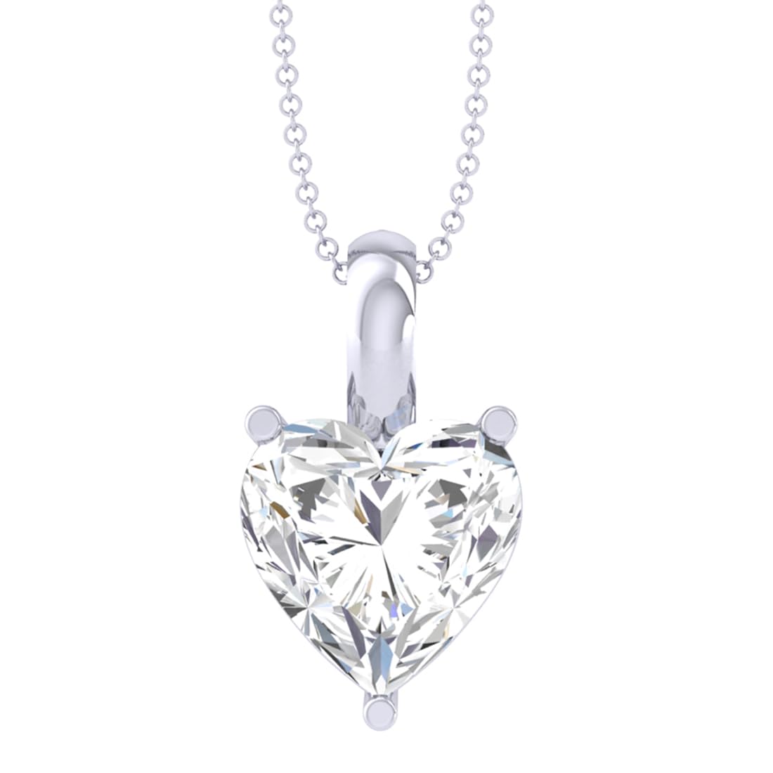 Clara 92.5 Sterling Silver White Gold Plated Heart Solitaire Pendant Chain Necklace | Gift for Women & Girls