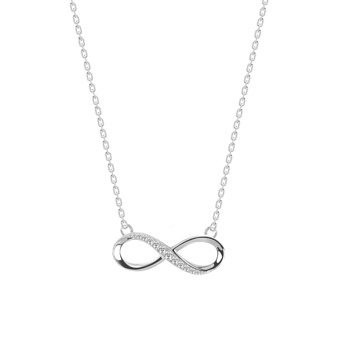 Clara 925 Sterling Silver Infinity Pendant Chain Necklace | Rhodium Plated, Swiss Zirconia |Gift for Women and Girls