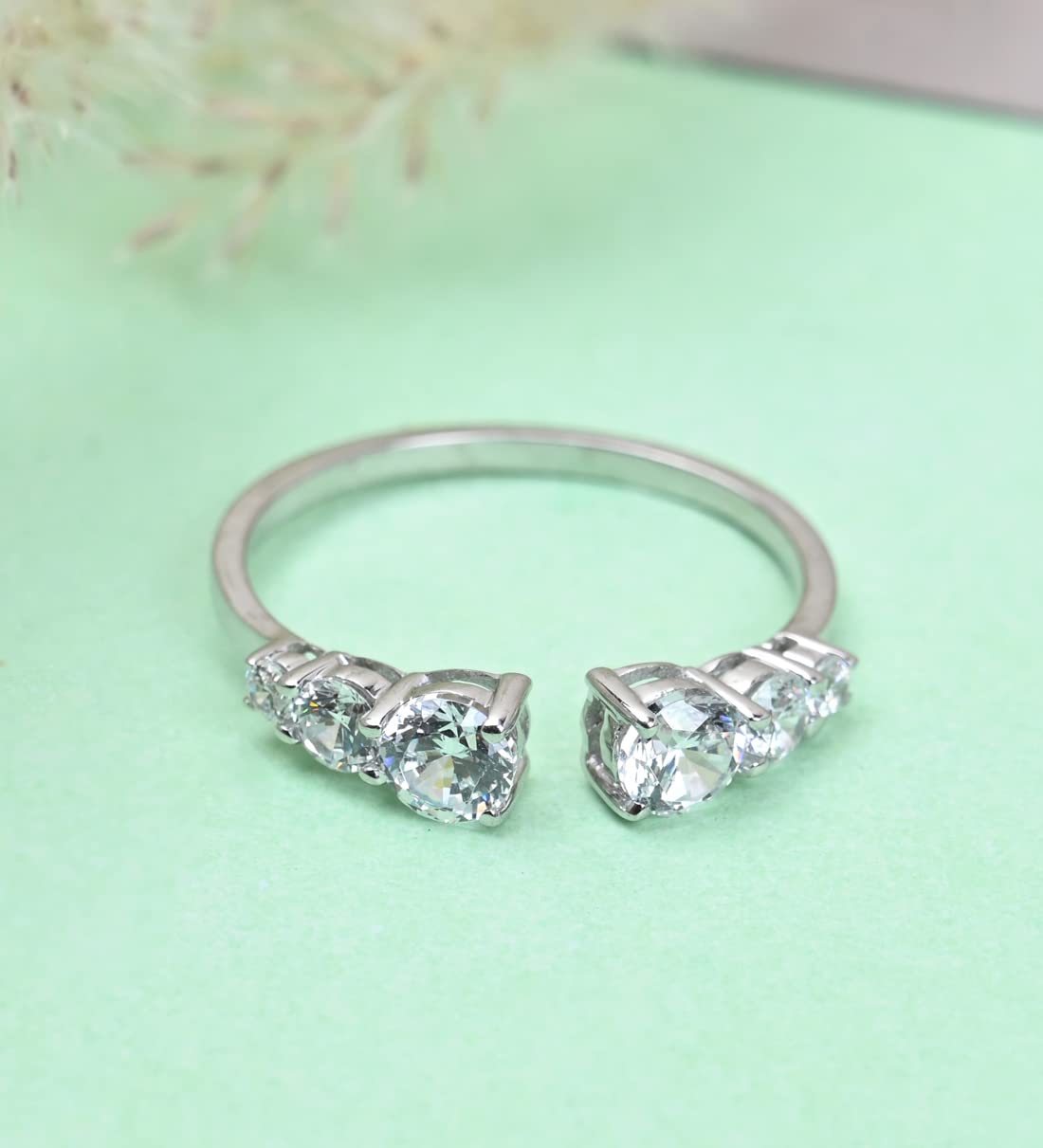 Clara Pure 925 Sterling Silver Minimal Office wear Finger Ring with Adjustable Band | Gift for Women Girls Wife Girlfriend | Multiple Design Options