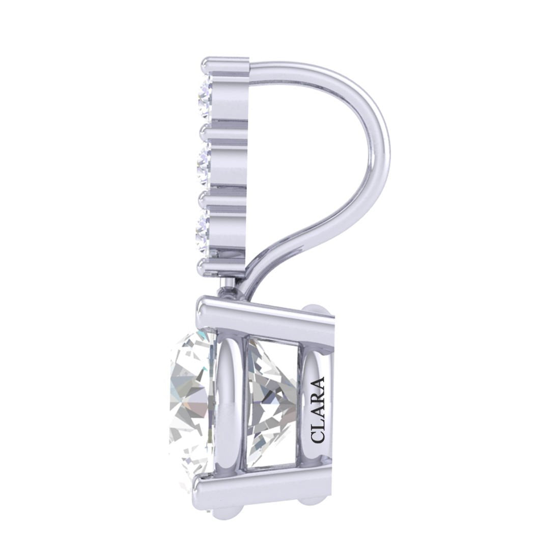 CLARA 925 Sterling Silver Round Solitaire Pendant Chain Necklace | Rhodium Plated, Swiss Zirconia | Gift for Women and Girls