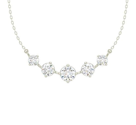 Clara 925 Sterling Silver 5 Stone Pendant Earring Chain Jewellery Set | Platinum Plated, Swiss Zirconia | Gift for Women & Girls