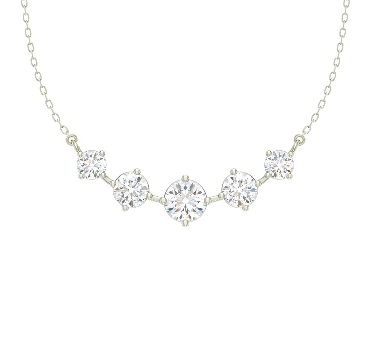 Clara 925 Sterling Silver 5 Stone Pendant Earring Chain Jewellery Set | Platinum Plated, Swiss Zirconia | Gift for Women & Girls