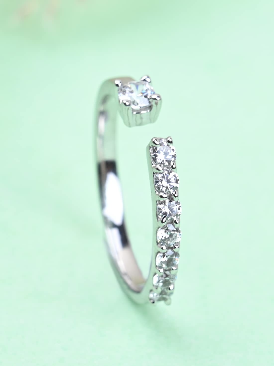 Clara Pure 925 Sterling Silver Minimal Office wear Finger Ring with Adjustable Band | Gift for Women Girls Wife Girlfriend | Multiple Design Options