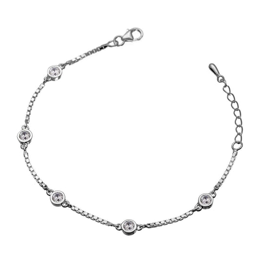 Clara Made with Swiss Zirconia 925 Sterling Silver Grazia Solitaire Bracelet Gift for Women and Girls