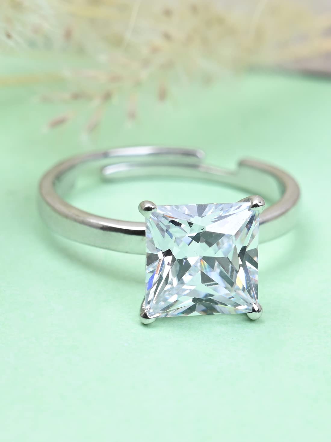 Clara Pure 925 Sterling Silver Solitaire Finger Ring with Adjustable Band | Gift for Women Girls Wife Girlfriend | Multiple Design Options