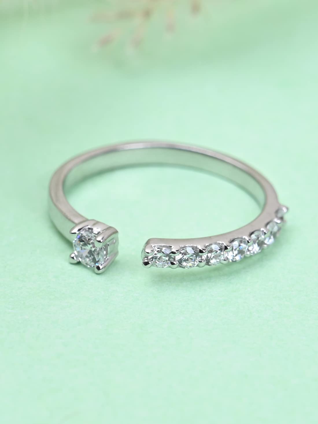 Clara Pure 925 Sterling Silver Minimal Office wear Finger Ring with Adjustable Band | Gift for Women Girls Wife Girlfriend | Multiple Design Options