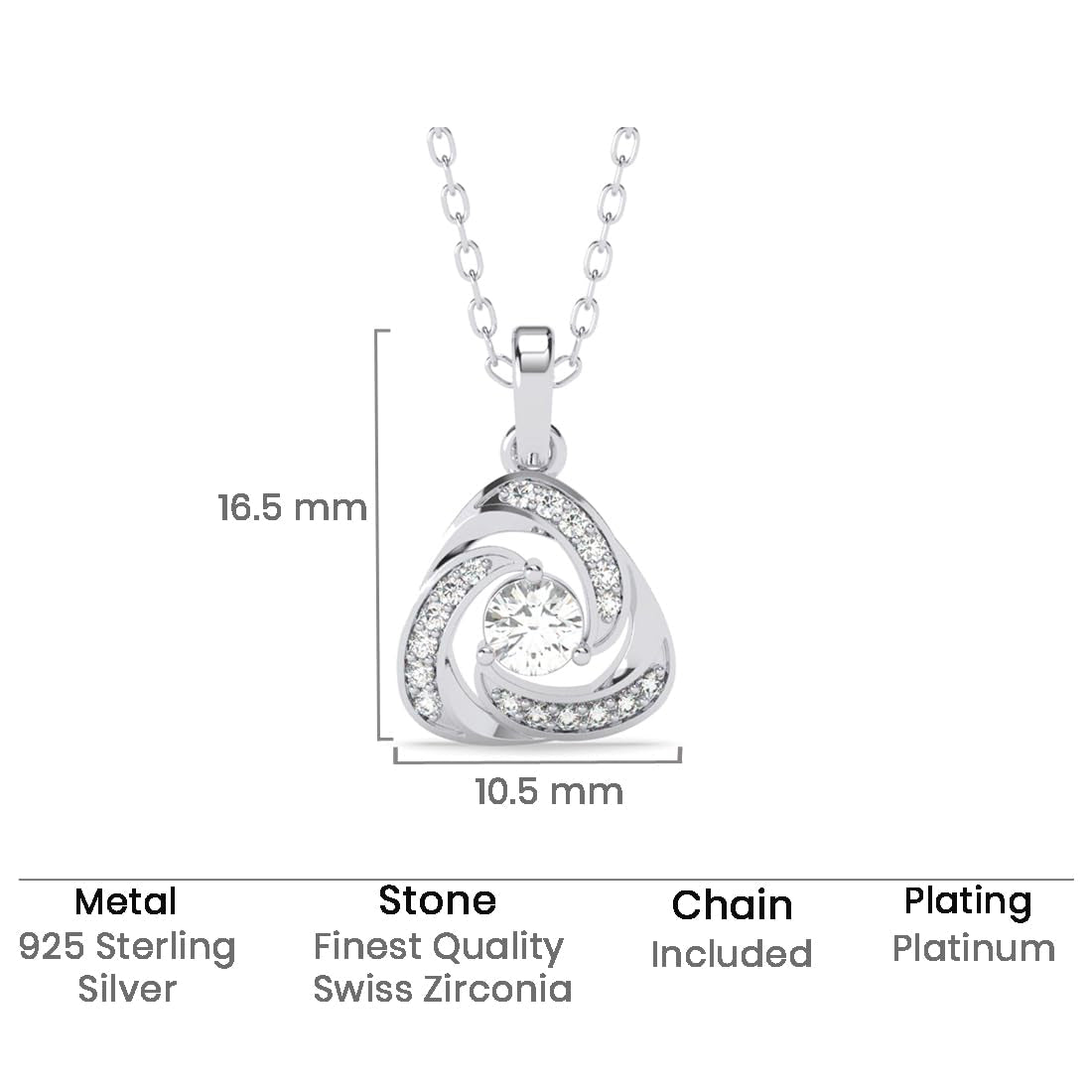 Clara 925 Sterling Silver Bianca Solitaire Pendant Earrings Chain Necklace Jewellery Set | Platinum Plated, Swiss Zirconia | Gift for Women and Girls