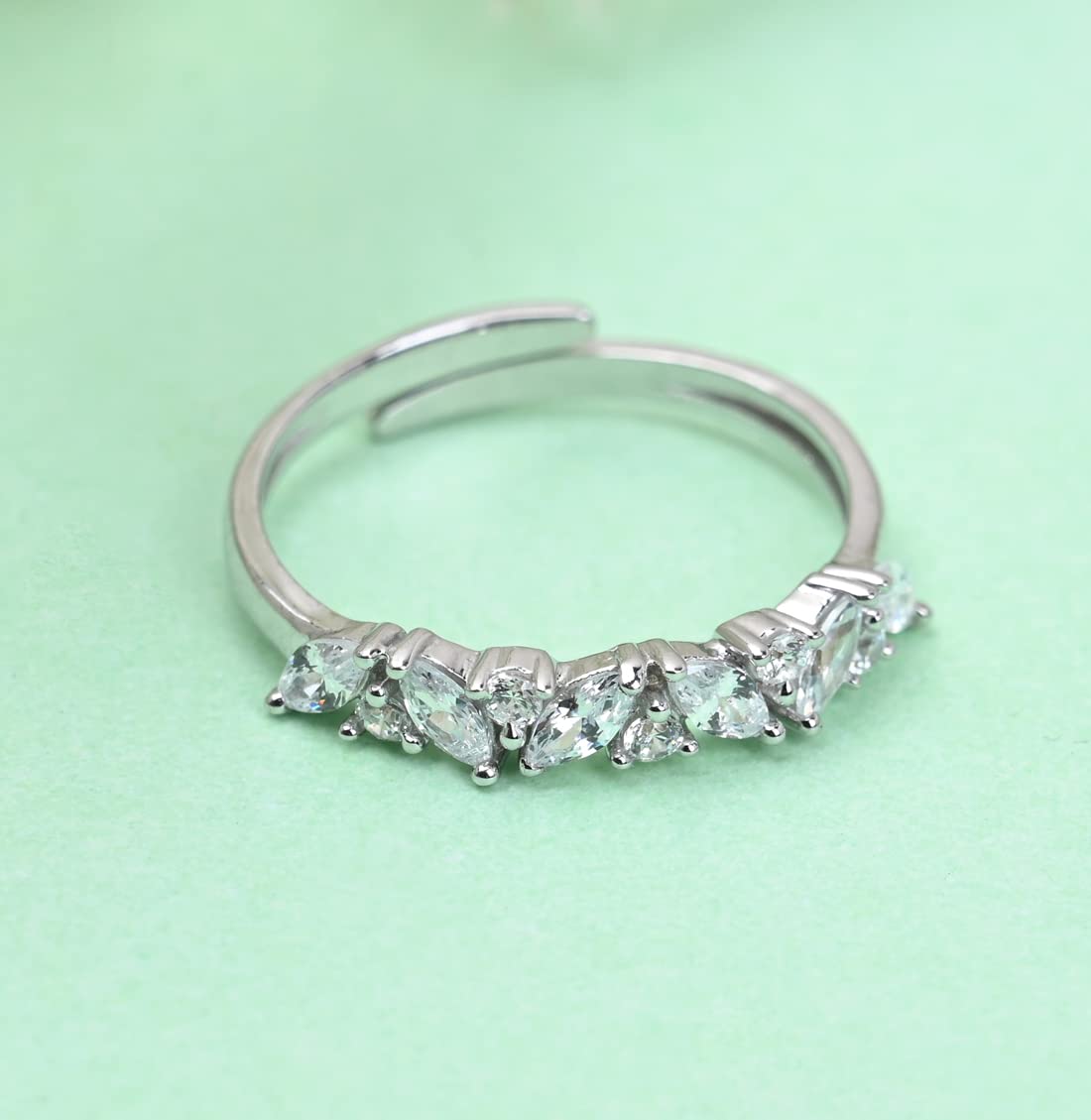 Clara Pure 925 Sterling Silver Minimal Office wear Finger Ring with Adjustable Band | Gift for Women Girls Wife Girlfriend | Multiple Design Options