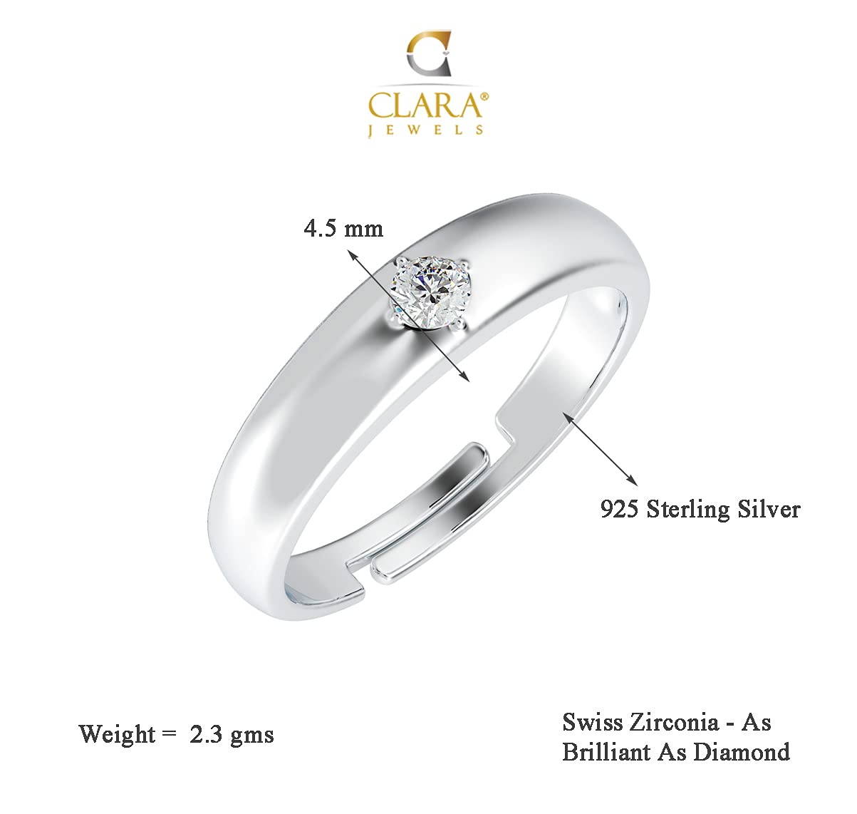 Clara Pure Real 925 Sterling Silver Adjustable Ring Band | Multiple Design Options | Gift for Women and Girls