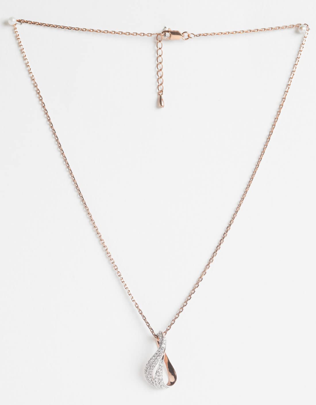 Clara 925 Sterling Silver Agda Pendant Earring Chain Jewellery Set | Rose Gold Rhodium Plated, Swiss Zirconia | Gift for Women & Girls