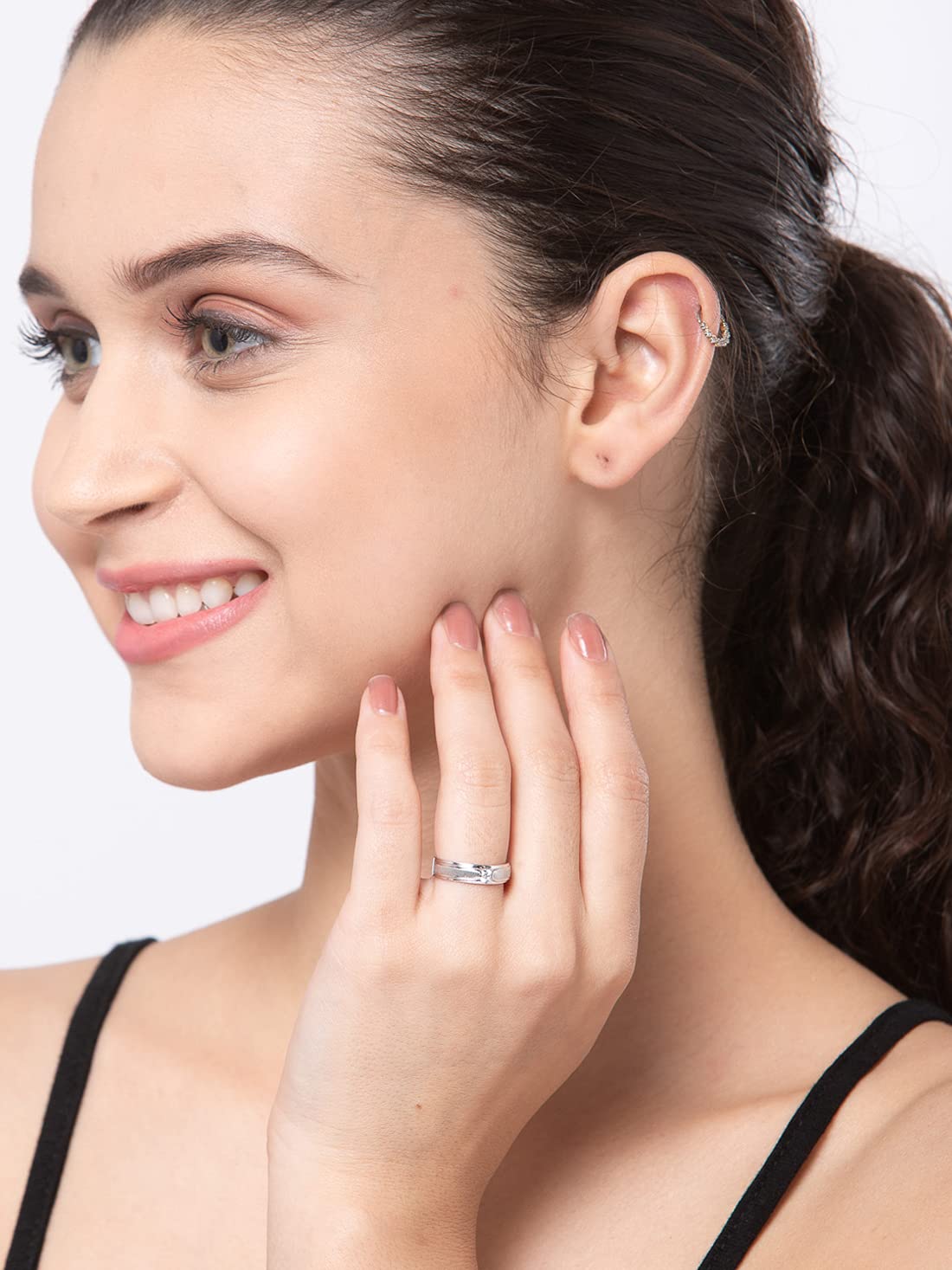 Clara Pure Real 925 Sterling Silver Adjustable Ring Band | Multiple Design Options | Gift for Women and Girls