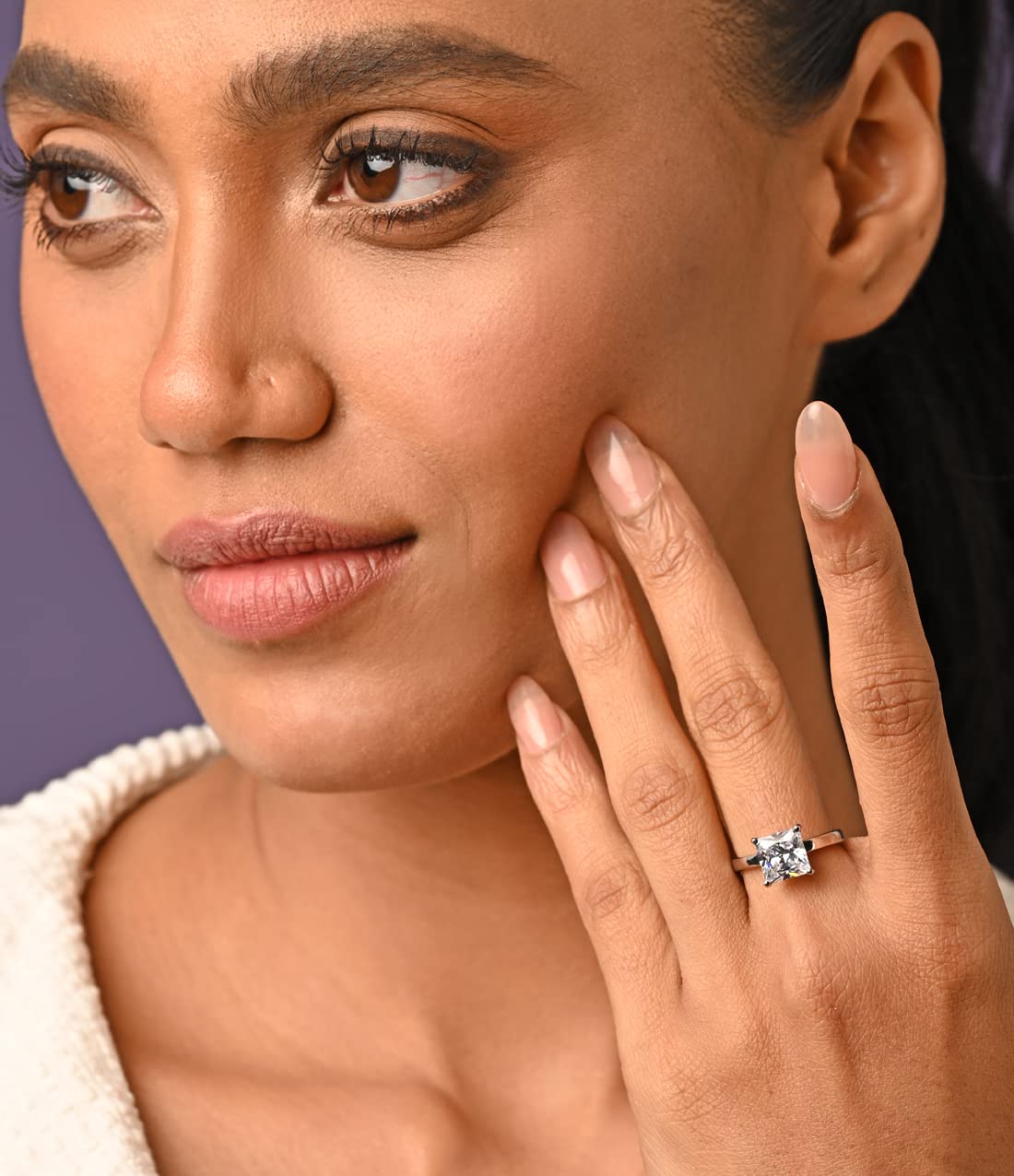 Clara Pure 925 Sterling Silver Solitaire Finger Ring with Adjustable Band | Gift for Women Girls Wife Girlfriend | Multiple Design Options