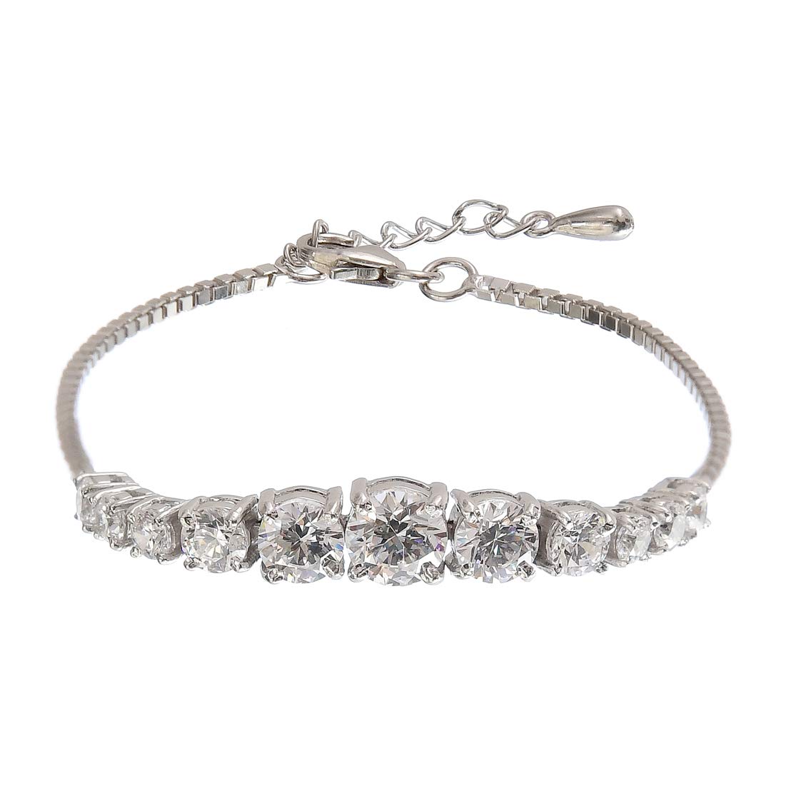 Clara Made with Swiss Zirconia 925 Sterling Silver Sandra Solitaire Bracelet, Gift for Women and Girls