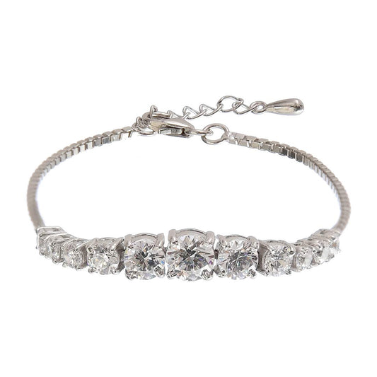 Clara Made with Swiss Zirconia 925 Sterling Silver Sandra Solitaire Bracelet, Gift for Women and Girls