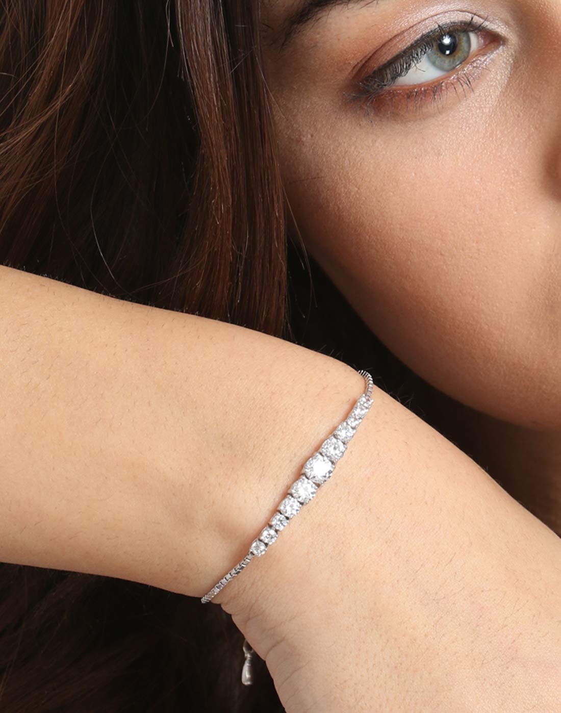 Clara Made with Swiss Zirconia 925 Sterling Silver Sandra Solitaire Bracelet, Gift for Women and Girls