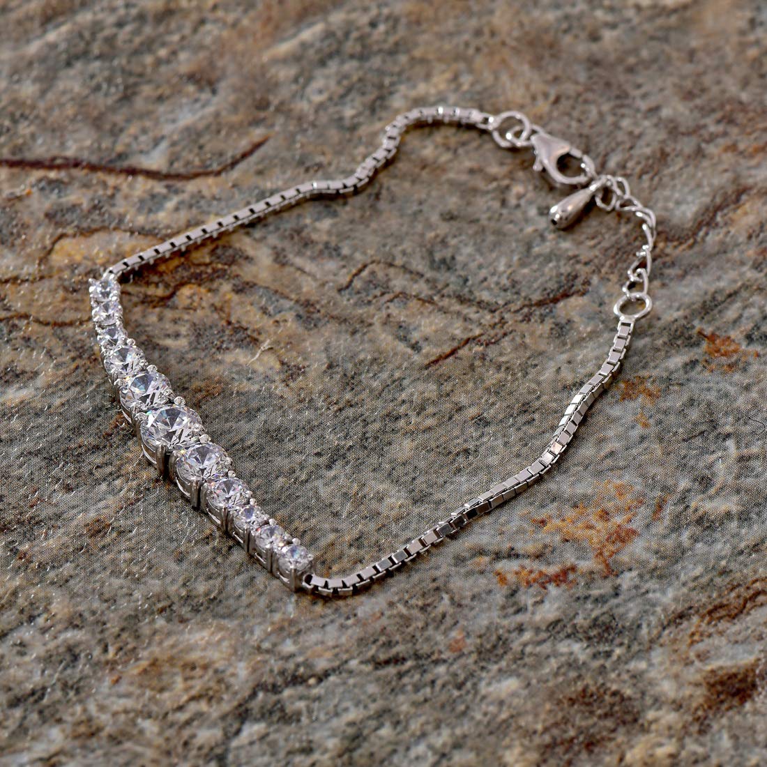 Clara Made with Swiss Zirconia 925 Sterling Silver Sandra Solitaire Bracelet, Gift for Women and Girls