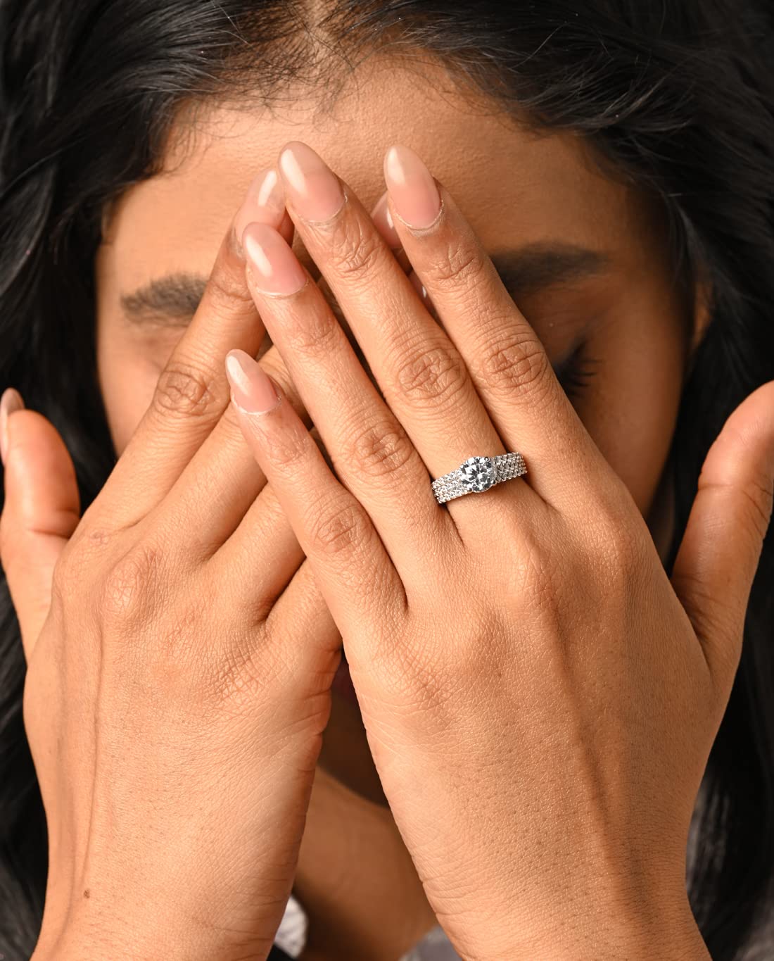 Clara Pure 925 Sterling Silver Solitaire Finger Ring with Adjustable Band | Gift for Women Girls Wife Girlfriend | Multiple Design Options